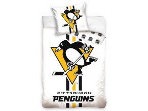 Levné-povlečení.cz Bavlněné povlečení NHL Pittsburgh Penguins white 140 x 200 + 70 x 90 cm