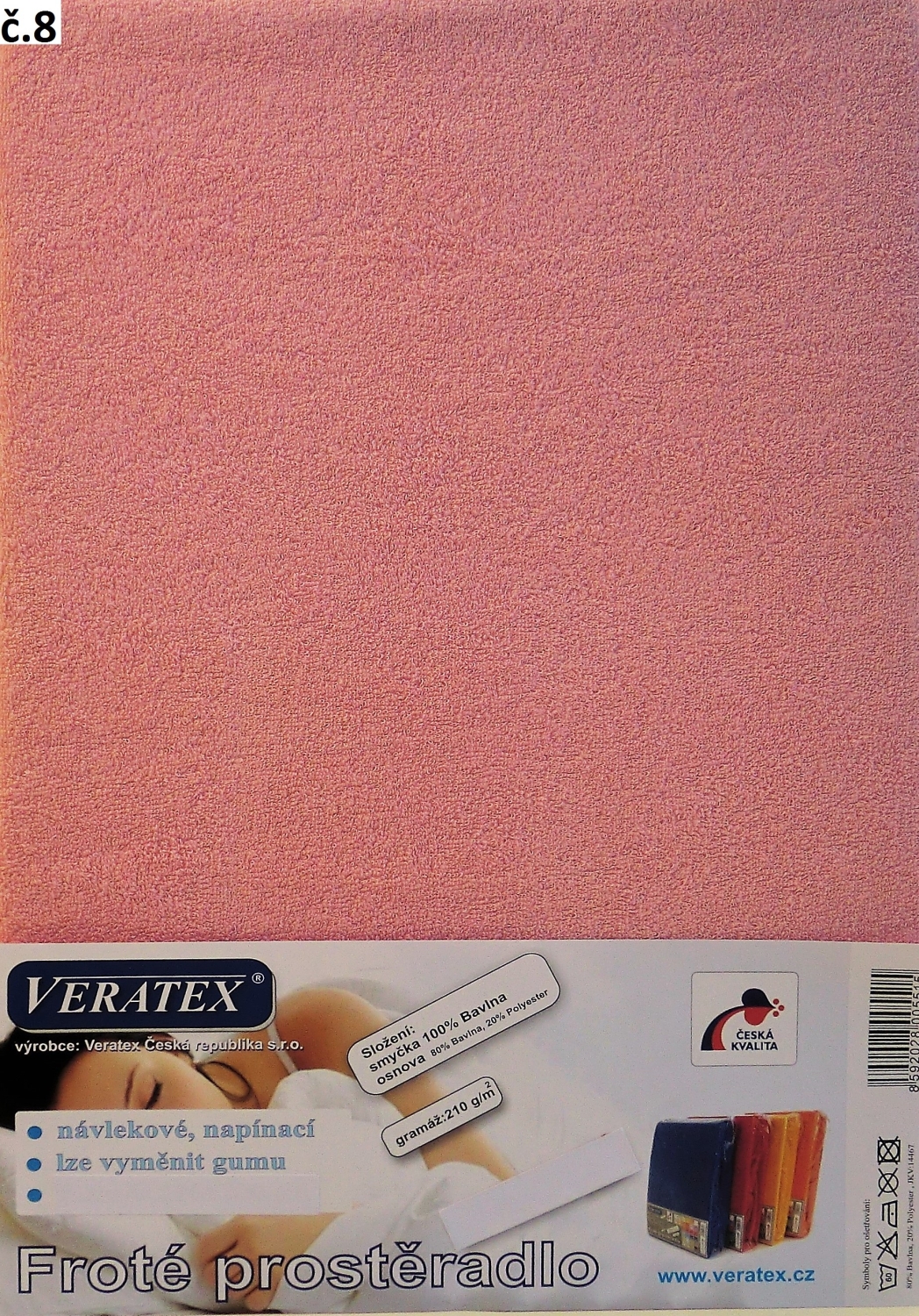 Veratex Froté prostěradlo jednolůžko 90x200/25cm (č. 8-růžové)