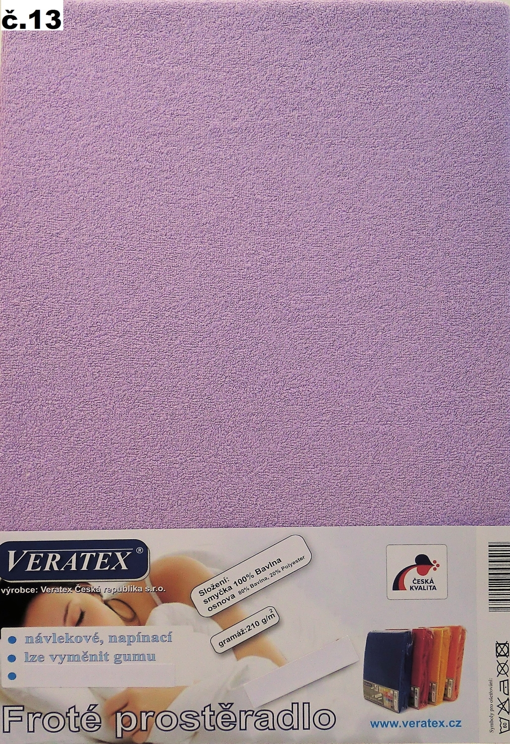 Veratex Froté prostěradlo jednolůžko 90x200/25cm (č.13-fialkové)