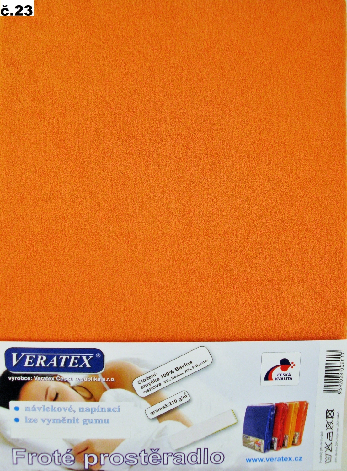 Veratex Froté prostěradlo jednolůžko 90x200/25cm (č.23-oranžové)