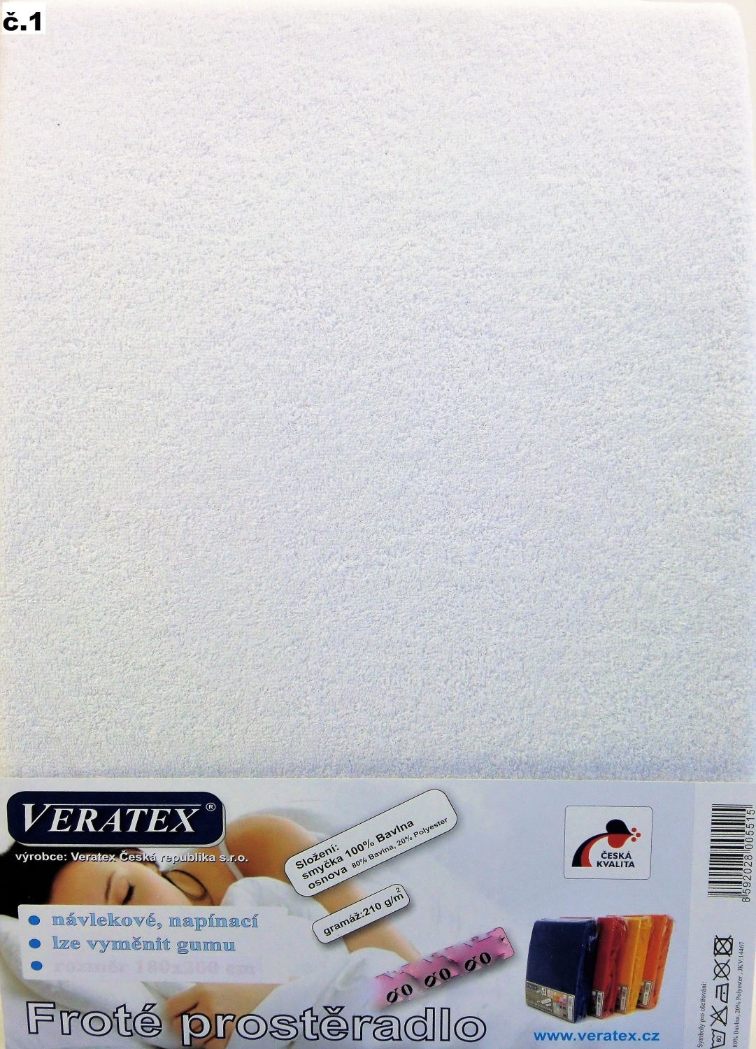Veratex Froté prostěradlo dvoulůžko 180x200/20cm (č. 1- bílá)