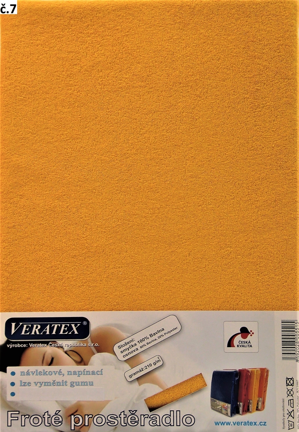 Veratex Froté prostěradlo dvoulůžko 180x200/20cm (č. 7- sytě žlutá)