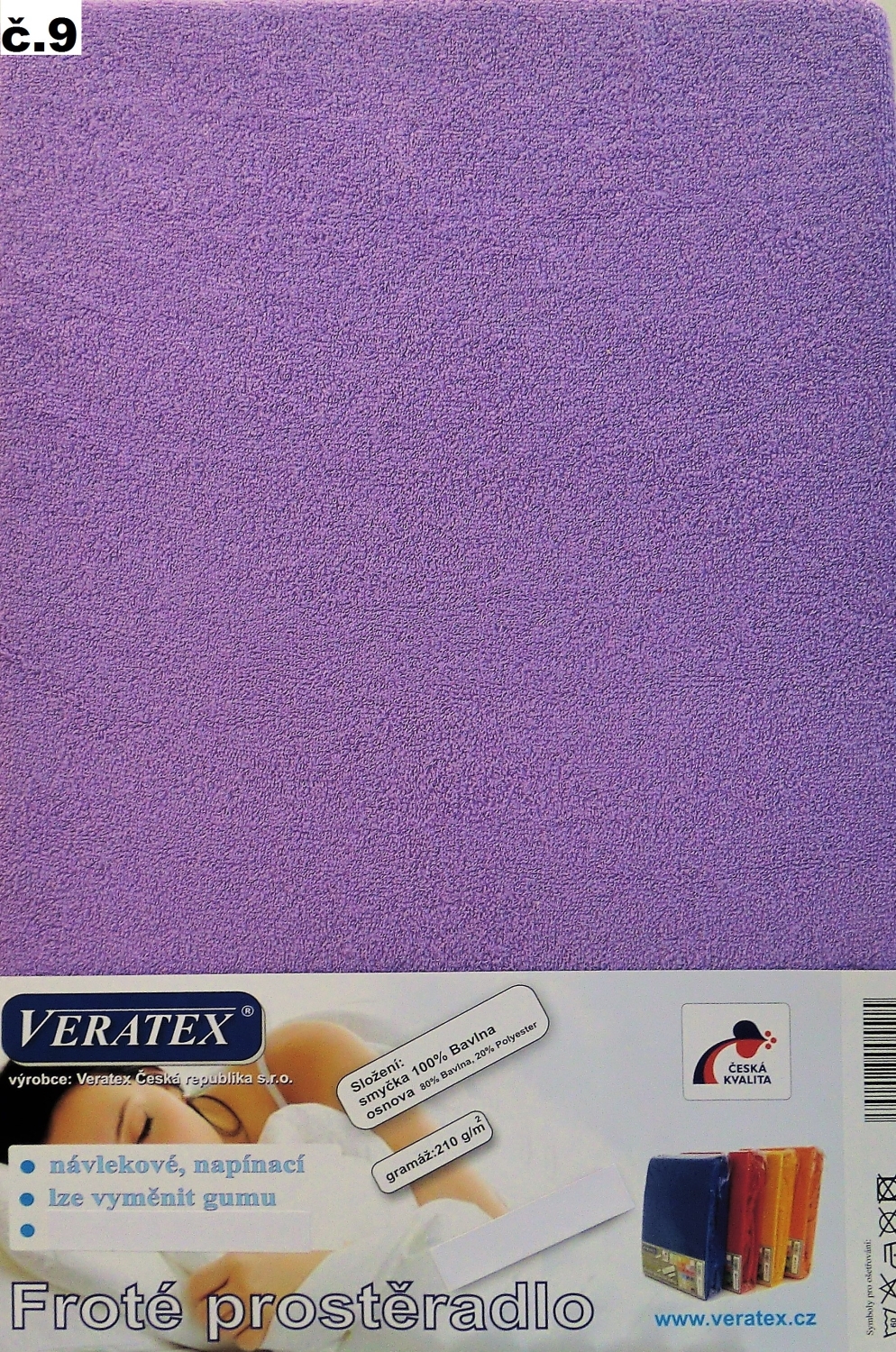 Veratex Froté prostěradlo dvoulůžko 180x200/16cm (č. 9- tm.fialová)