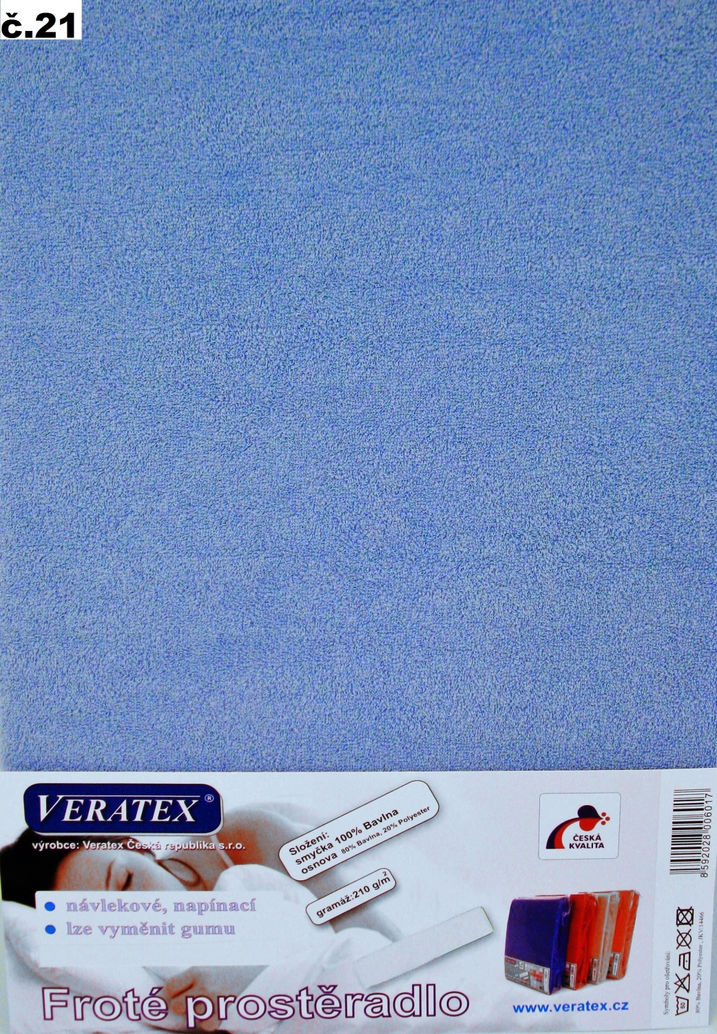 Veratex Froté prostěradlo dvoulůžko 180x200/20cm (č.21- sv.modrá)
