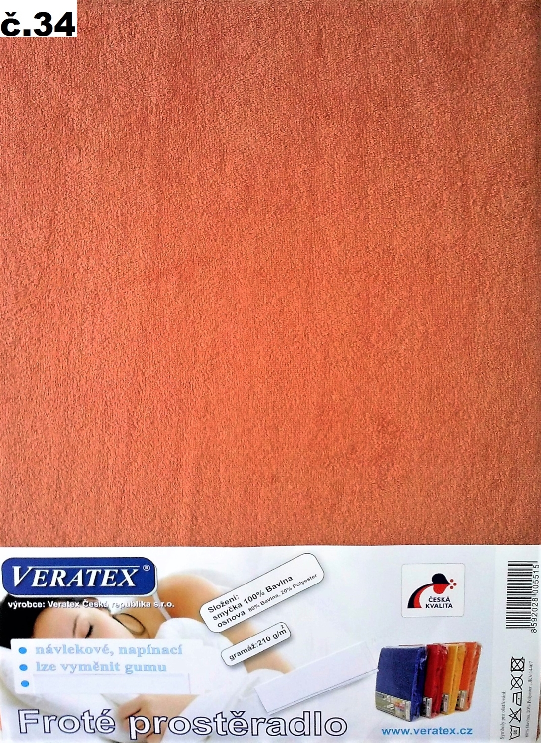 Veratex Froté prostěradlo dvoulůžko 180x200/20 cm (č.34- sv.rezavá)