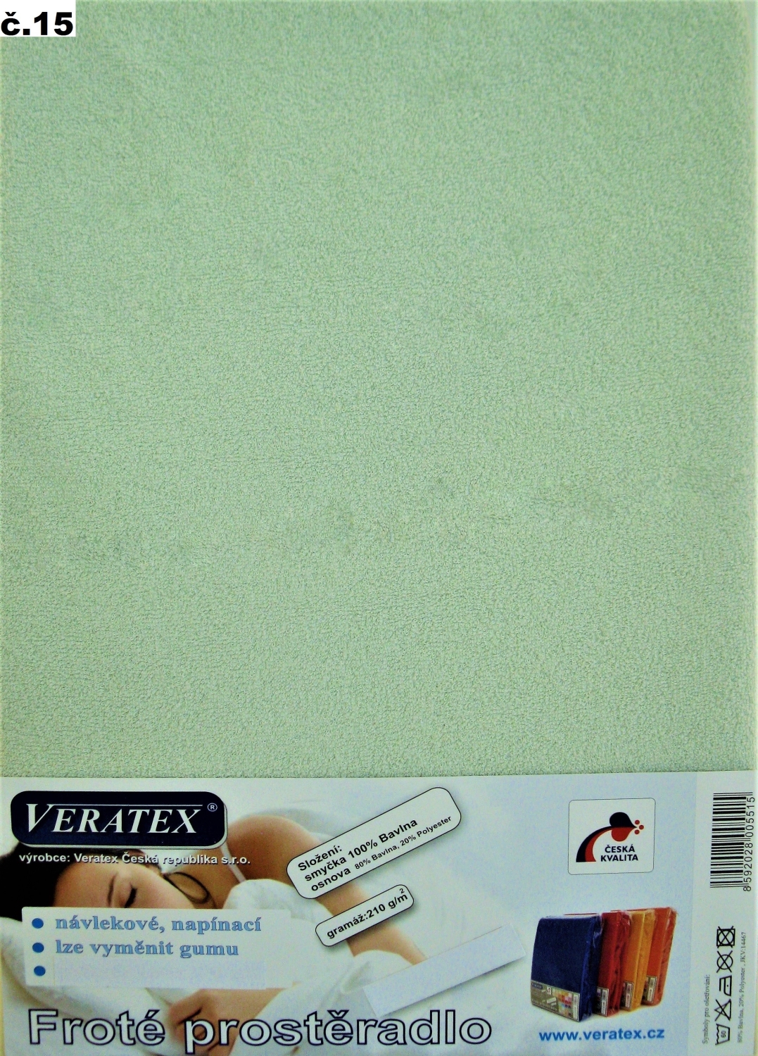 Veratex Froté prostěradlo dvoulůžko 180x200/20cm (č.15- sv.zelená)