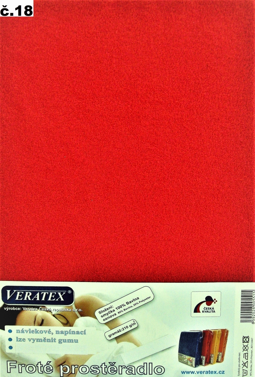 Veratex Froté prostěradlo 200x220/16 cm (č.18-červená) 200 x 220 cm