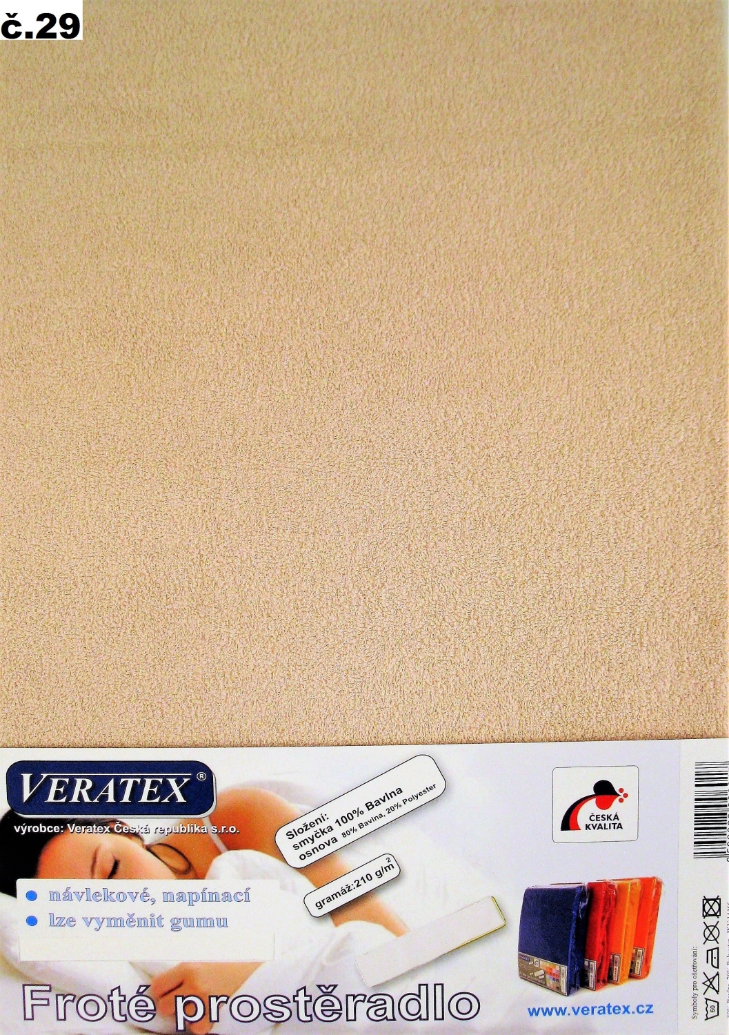 Veratex Froté prostěradlo 200x200/16cm (č.29-béžová)