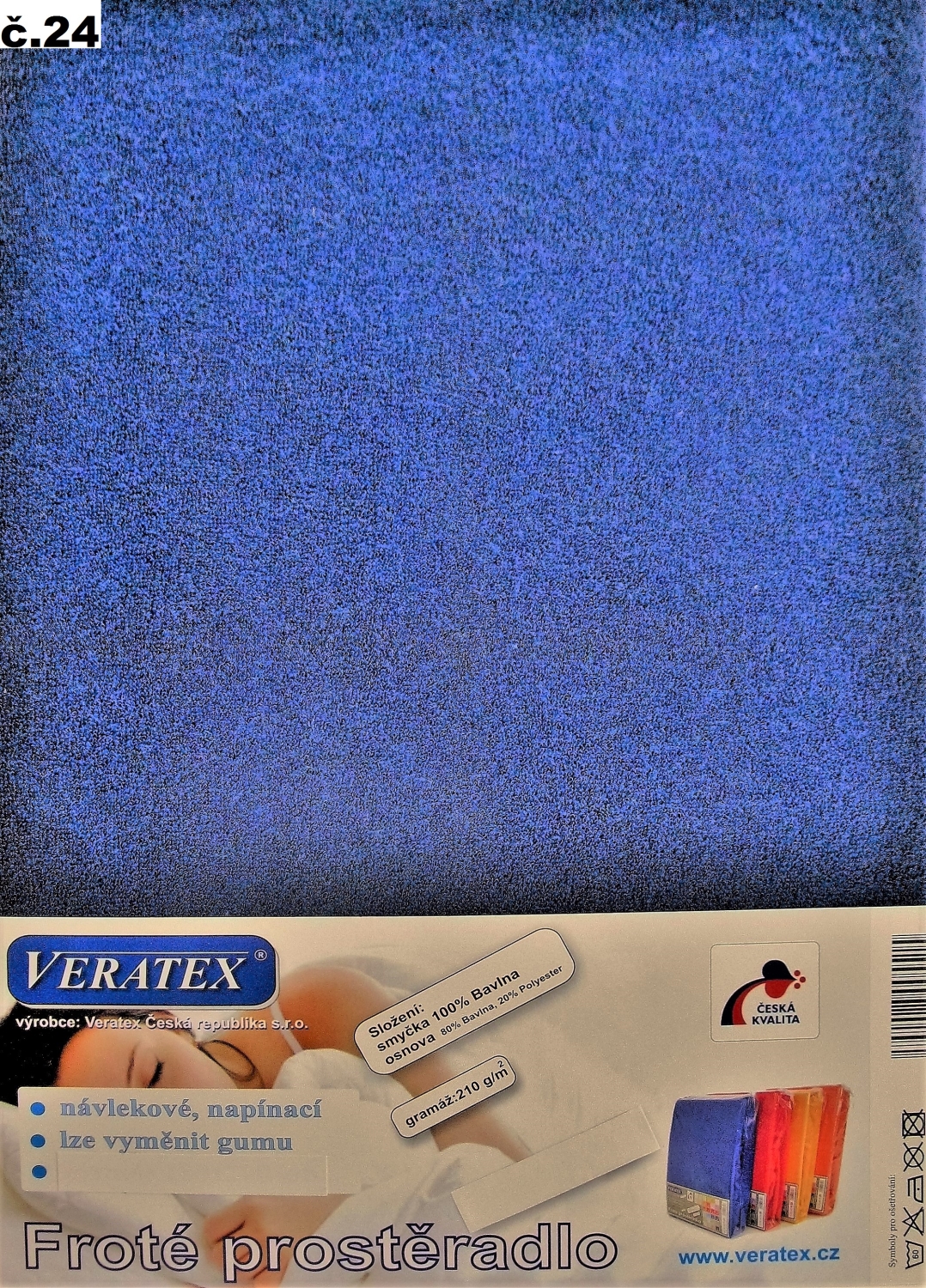 Veratex Froté prostěradlo postýlka 70x160/15 cm (č.24-nám.modrá)