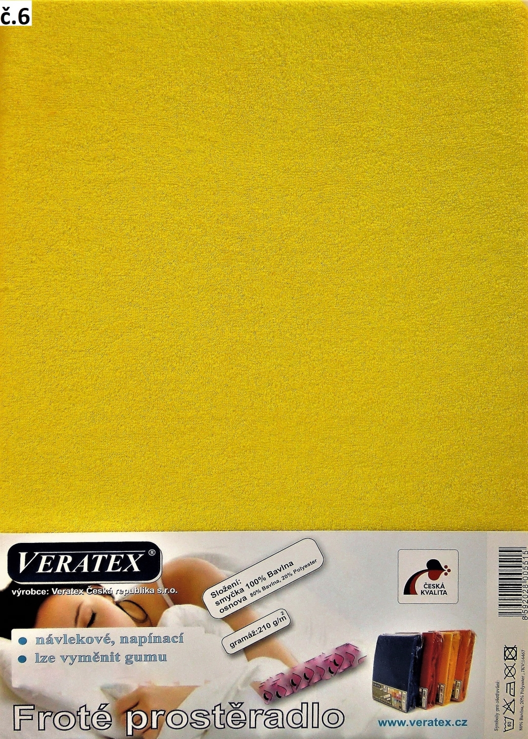 Veratex Froté prostěradlo jednolůžko 90x200/16cm (č. 6-stř.žlutá)