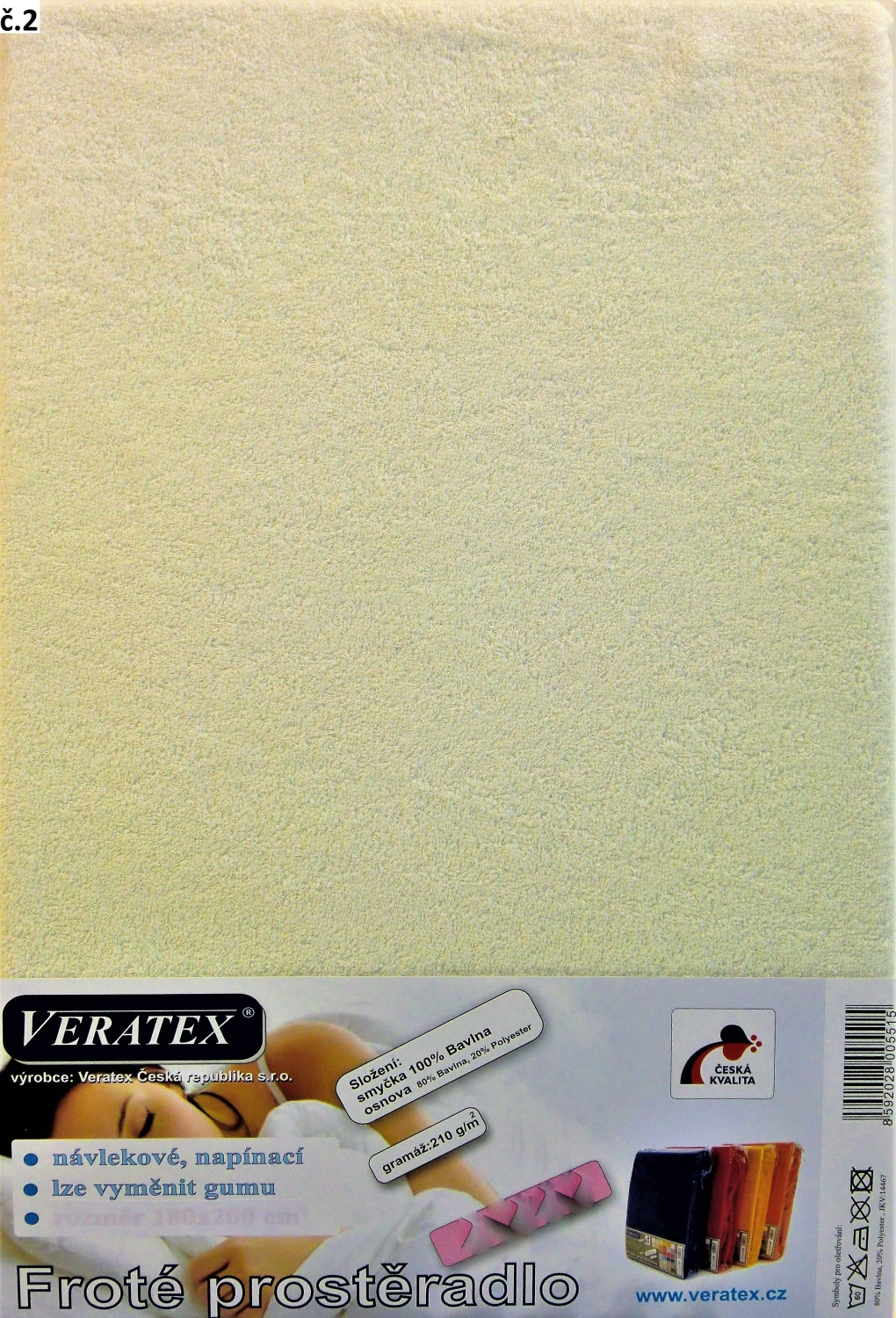Veratex Froté prostěradlo dvoulůžko 180x200 cm (č. 2-smetanová)