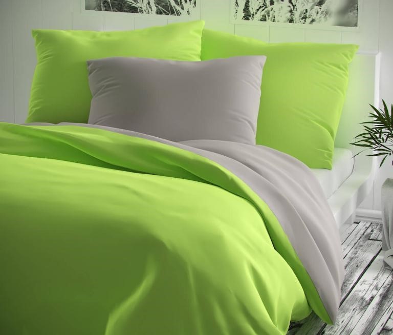 Veratex Přehoz na postel bavlna140x200 žlutozelený/šedý 140 x 200 cm