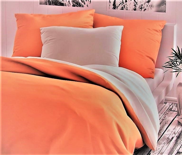 Veratex Přehoz na postel bavlna140x200 oranžovo/bílý 140 x 200 cm
