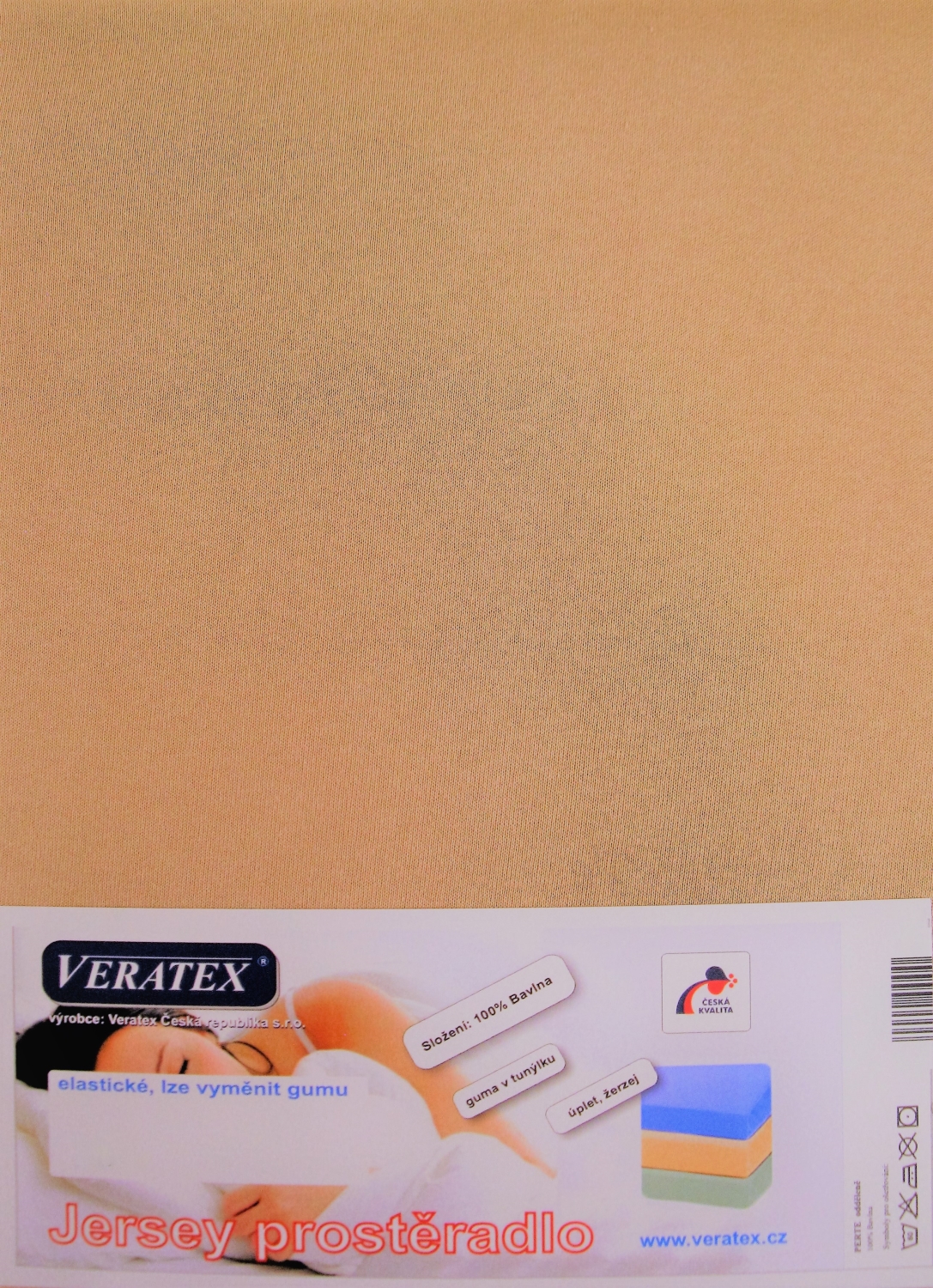 Veratex Jersey prostěradlo 180x200/15 cm (č.31-sv.hnědá) 180 x 200 x 15 cm