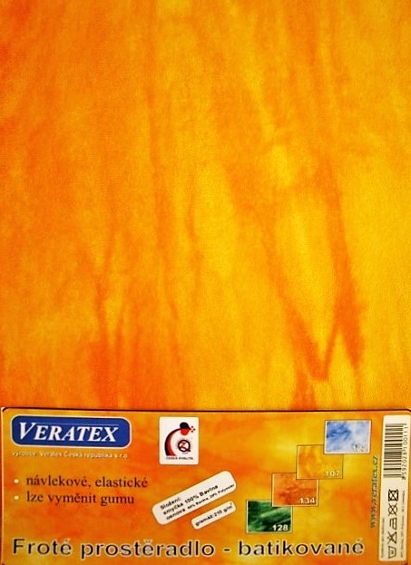 Veratex Froté prostěradlo batika 90x200/16 cm (107-sytě žlutá bat.) 90 x 200 cm