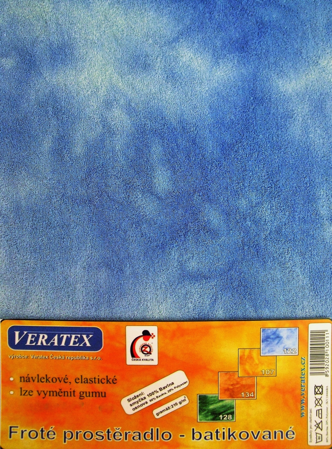 Veratex Froté prostěradlo batika 90x200/17cm modrá batika