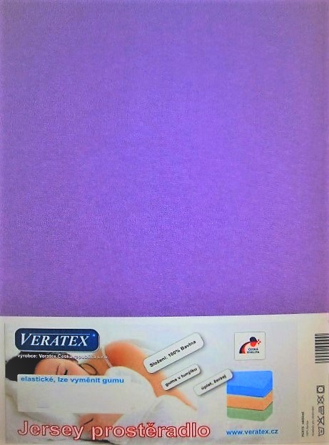 Veratex Jersey prostěradlo jednolůžko 90x200/15 cm (č. 9-tm.fialová) 90 x 200 x 15 cm