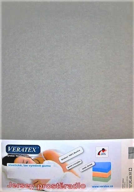 Veratex Jersey prostěradlo jednolůžko 90x200/15 cm (č. 4-šedá) 90 x 200 x 15 cm