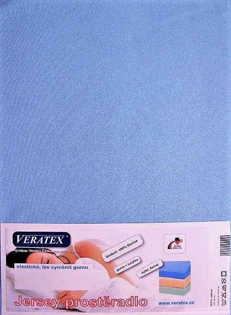 Veratex Jersey prostěradlo jednolůžko 90x200/25 cm (č.21-sv.modrá) 90 x 200 x 25 cm
