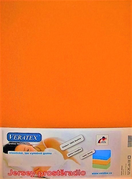 Veratex Jersey prostěradlo 90x220/15 cm (č.23-oranžová) 90 x 220 cm