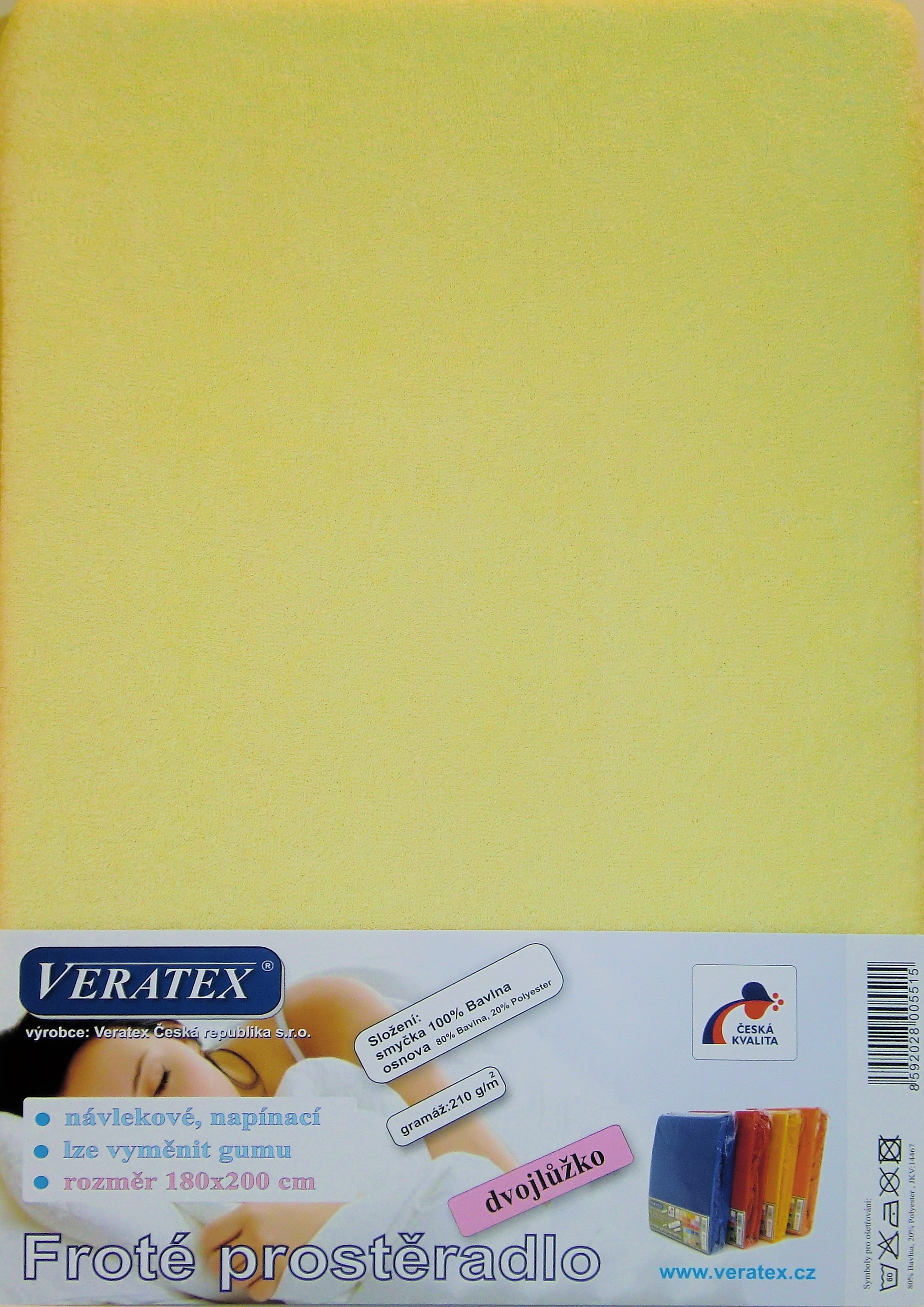 Veratex Froté prostěradlo 160x220/16 cm (č. 5-sv.žlutá) 160 x 220 cm