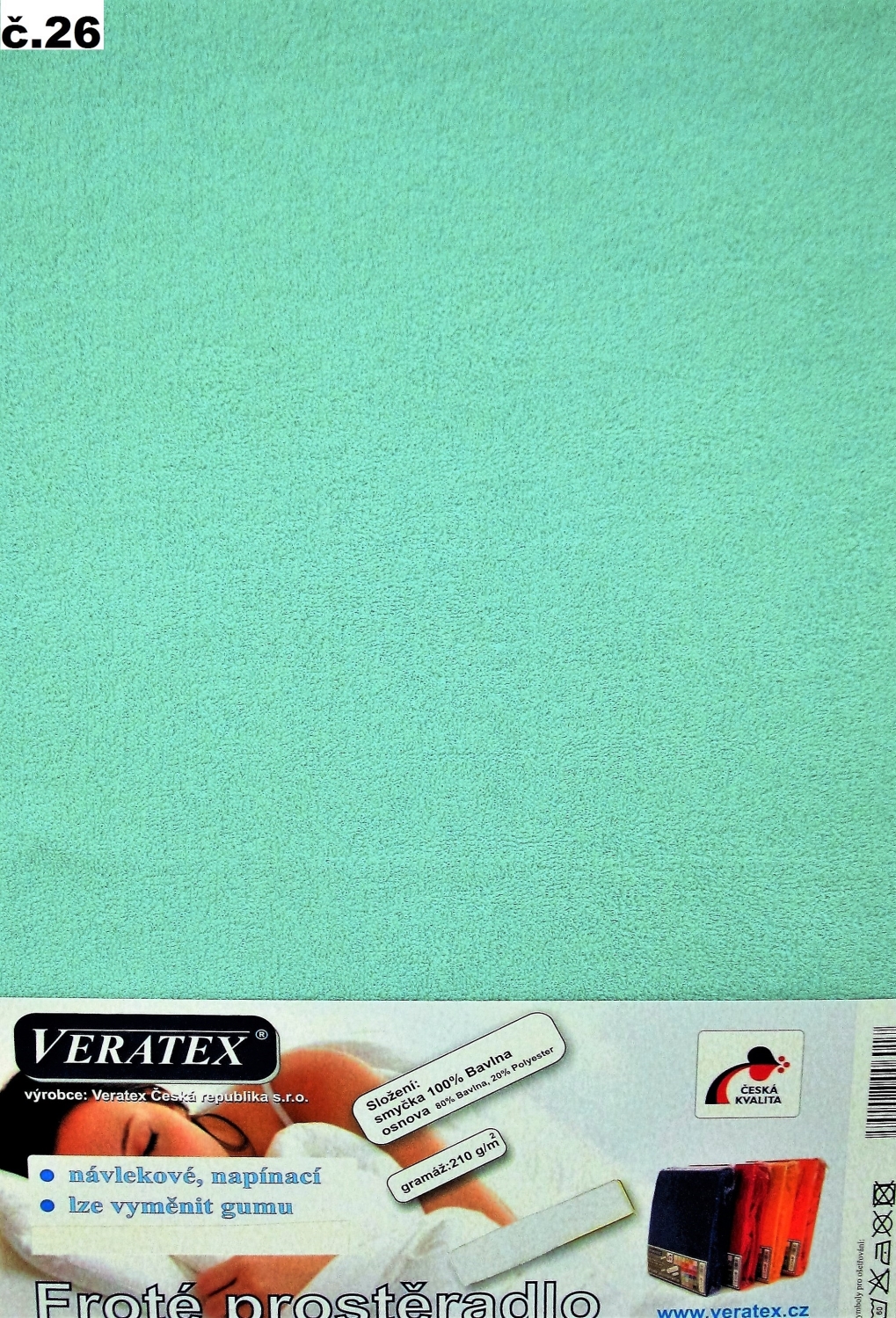 Veratex Froté prostěradlo 100x200/16 cm (č.26-tyrkysová) 100 x 200 cm