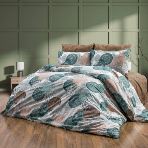 Bavlněné povlečení Mandala tyrkys francouzský rozměr (atyp)