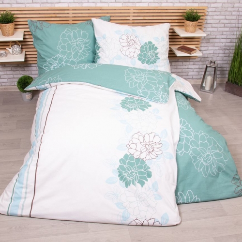 Bavlněné povlečení Tyrkysová zahrada - 140x200 + 70x90 cm