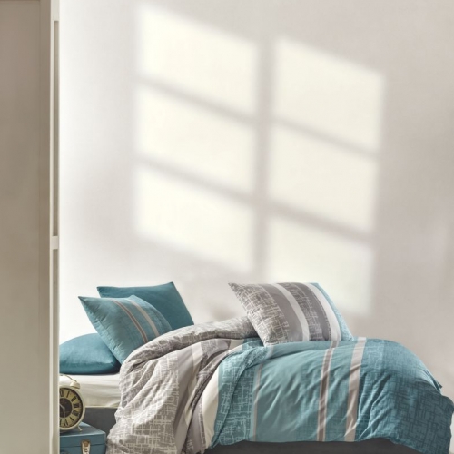 Bavlněné povlečení Proužek modrý 70x90, 140x220 cm