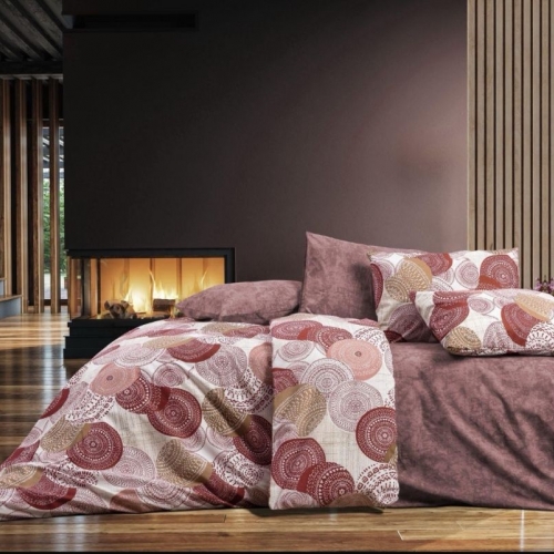 Bavlněné povlečení Mandala bordó francouzský rozměr (atyp)