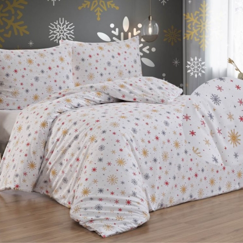 Bavlněné povlečení Zima červená francouzský rozměr (atyp)