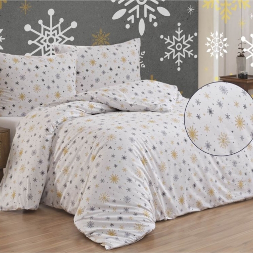 Bavlněné povlečení Zima šedá francouzský rozměr (atyp)