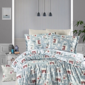 Bavlněné povlečení Chaloupky 70x90, 140x200 cm