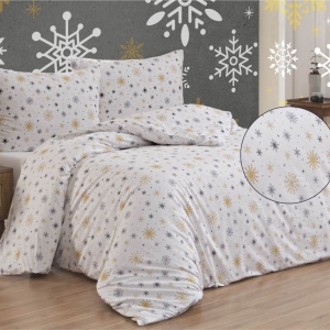Bavlněné povlečení Zima šedá 70x90, 140x200 cm