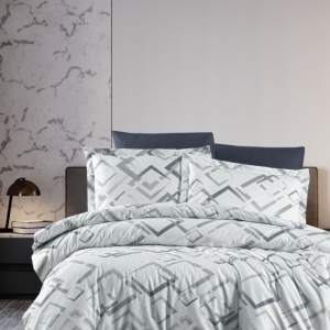 Bavlněné povlečení Geometric grey - Na peřinu a 2 polštáře - francouzský rozměr (atyp)