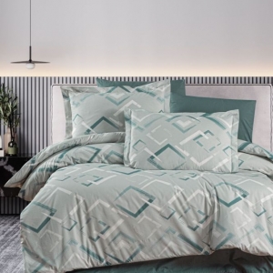 Bavlněné povlečení Geometric mint - Na peřinu a 2 polštáře - francouzský rozměr (atyp)
