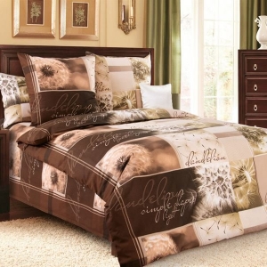 Bavlněné povlečení Pampelišky hnědé - Na peřinu s polštářem 70x90, 140x220 cm