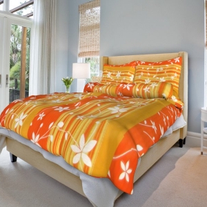 Bavlněné povlečení Liana oranžová, 2 x 70x90, 200x220 cm
