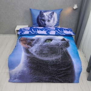 3D Bavlněné povlečení 140x200+70x90 cm - Kočka