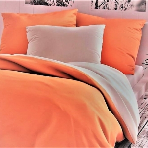 Bavlněné povlečení  prodloužené 70x90 + 140x220 cm oranžovo/bílé