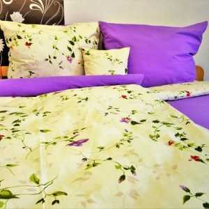 Přehoz na postel bavlna140x200 květ / fialka